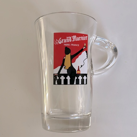 2 Jordi Labanda logo ART Grand Marnier Glass Pinched Coffee Mug Cups w Handle - Picture 5 of 5